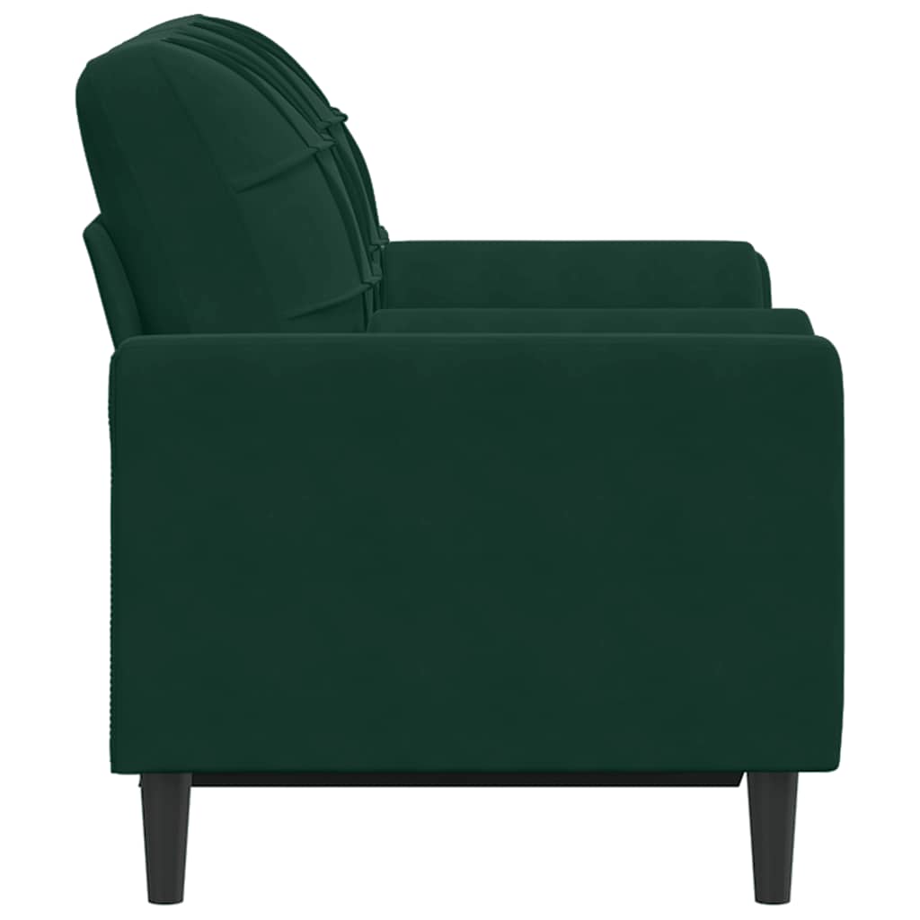 Sofá 2 lug. c/ almofadas decorativas 120 cm veludo verde-escuro