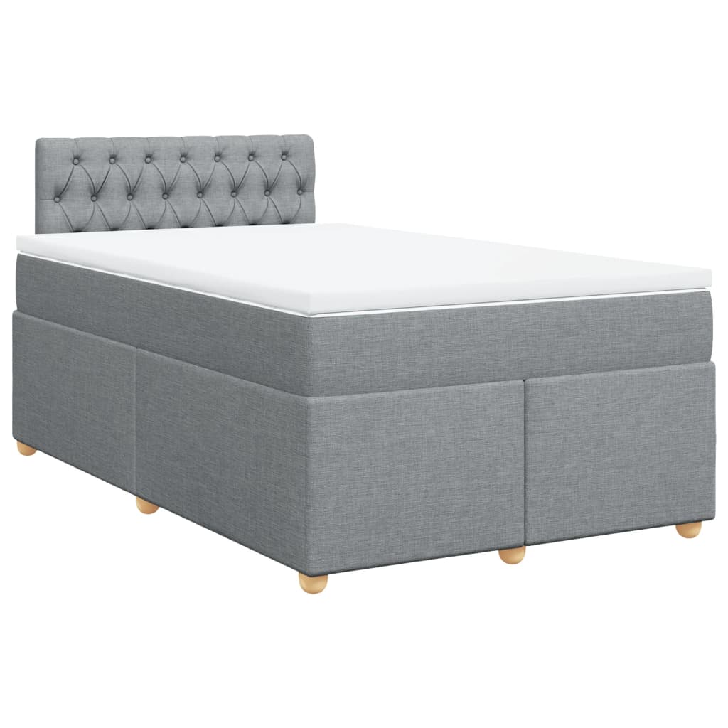 Cama com molas/colchão 120x200 cm tecido cinza-claro