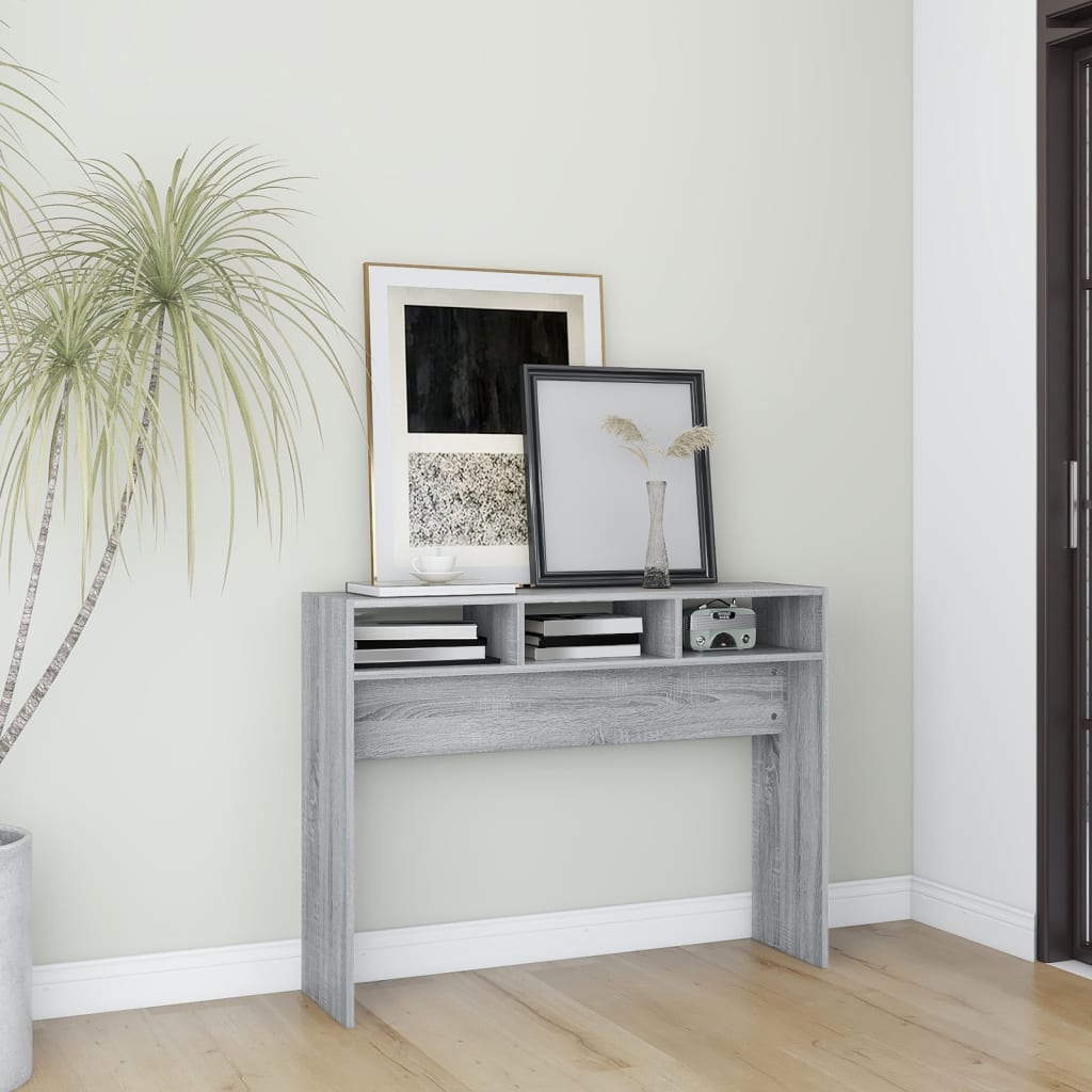 Mesa consola 105x30x80 cm derivados de madeira cinzento sonoma