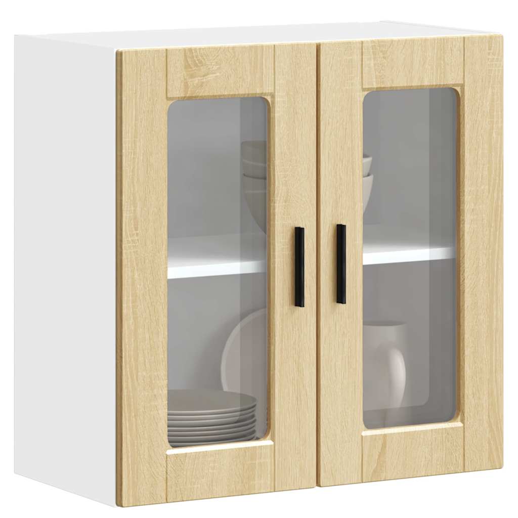 Armário de parede de cozinha porta vidro porto carvalho sonoma