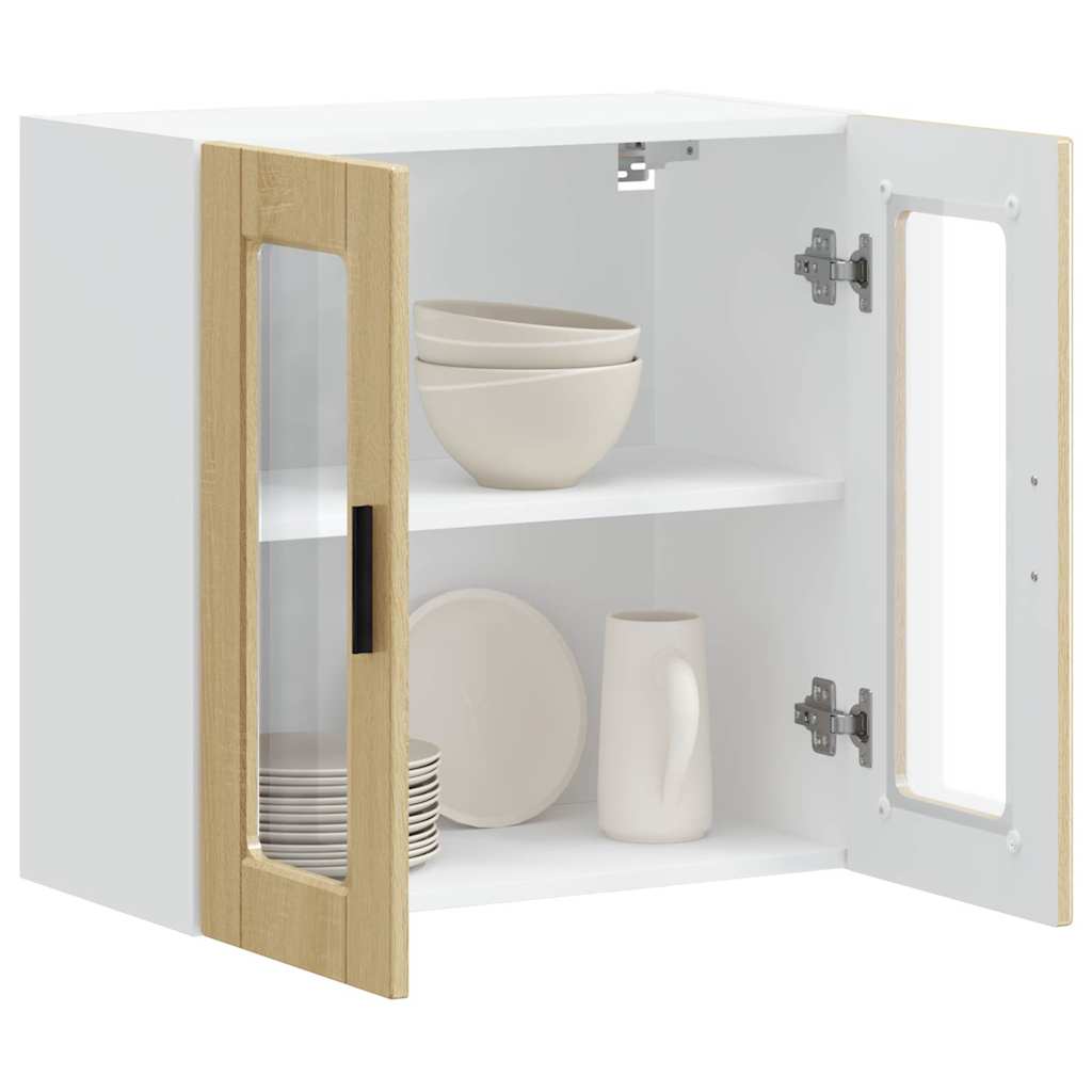 Armário de parede de cozinha porta vidro porto carvalho sonoma