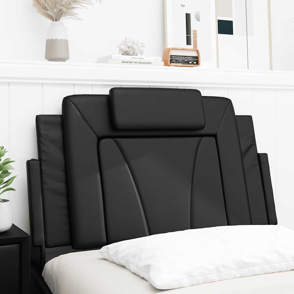 Almofadão de cabeceira viana 80 cm couro artificial preto