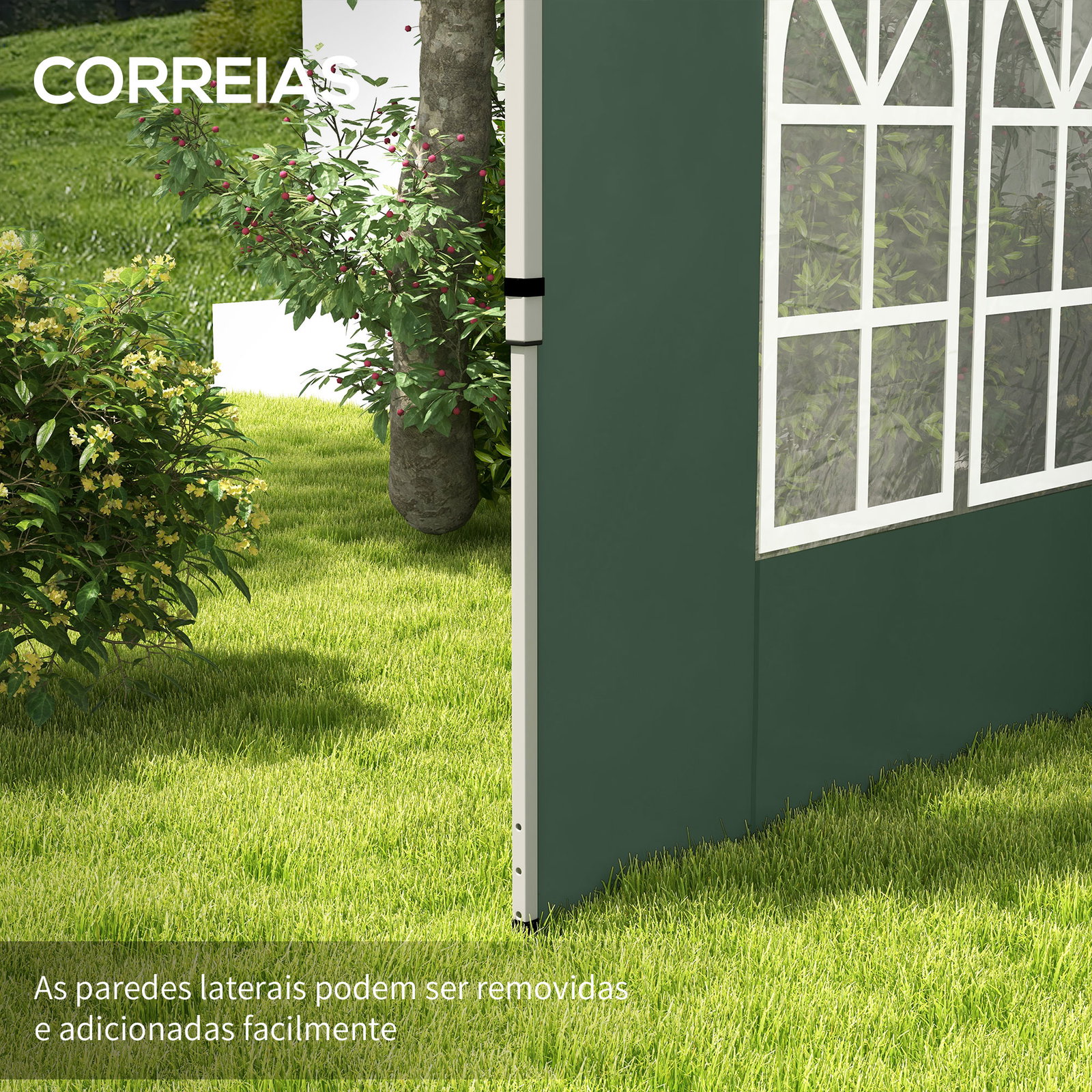2 Paredes laterais para tenda de 3x3 / 3x4 m 295x195 cm parede de substituição de tecido oxford para tendas dobráveis verde