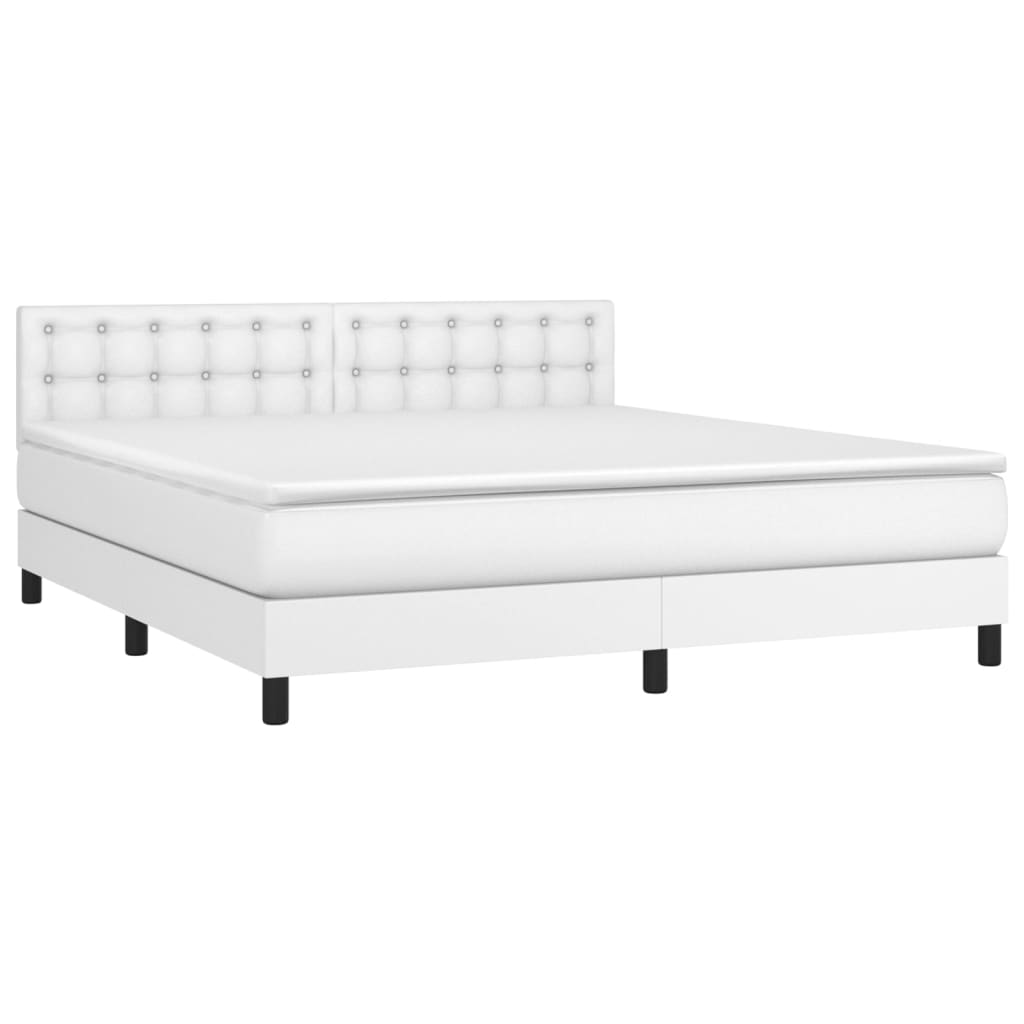 Cama com molas/colchão 180x200 cm couro artificial branco