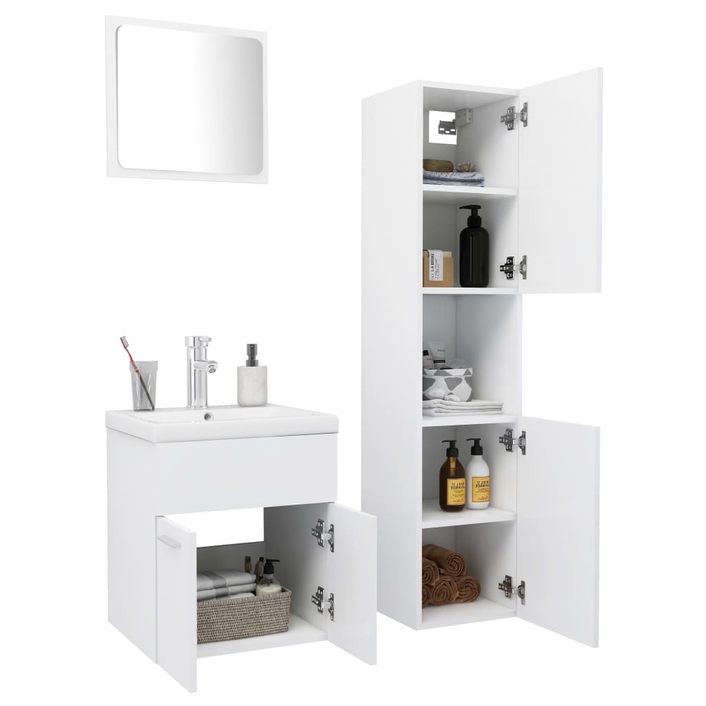 Conjunto de móveis de casa de banho contraplacado branco