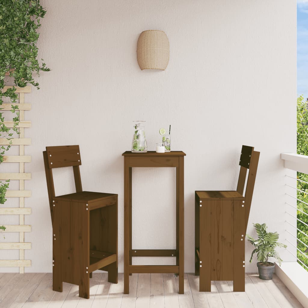 Cadeiras de bar 2 pcs 40x48,5x115,5cm pinho maciço castanho-mel