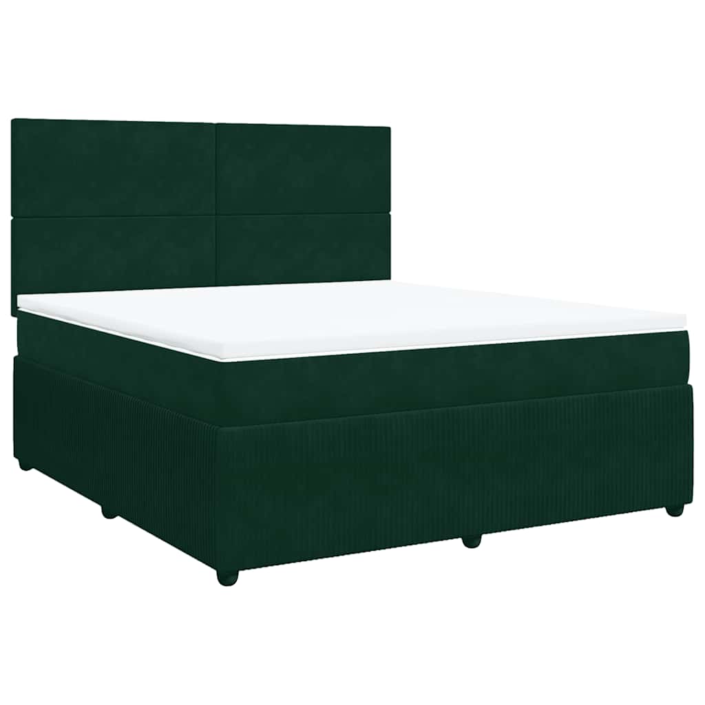 Cama com molas/colchão 180x200 cm veludo verde-escuro