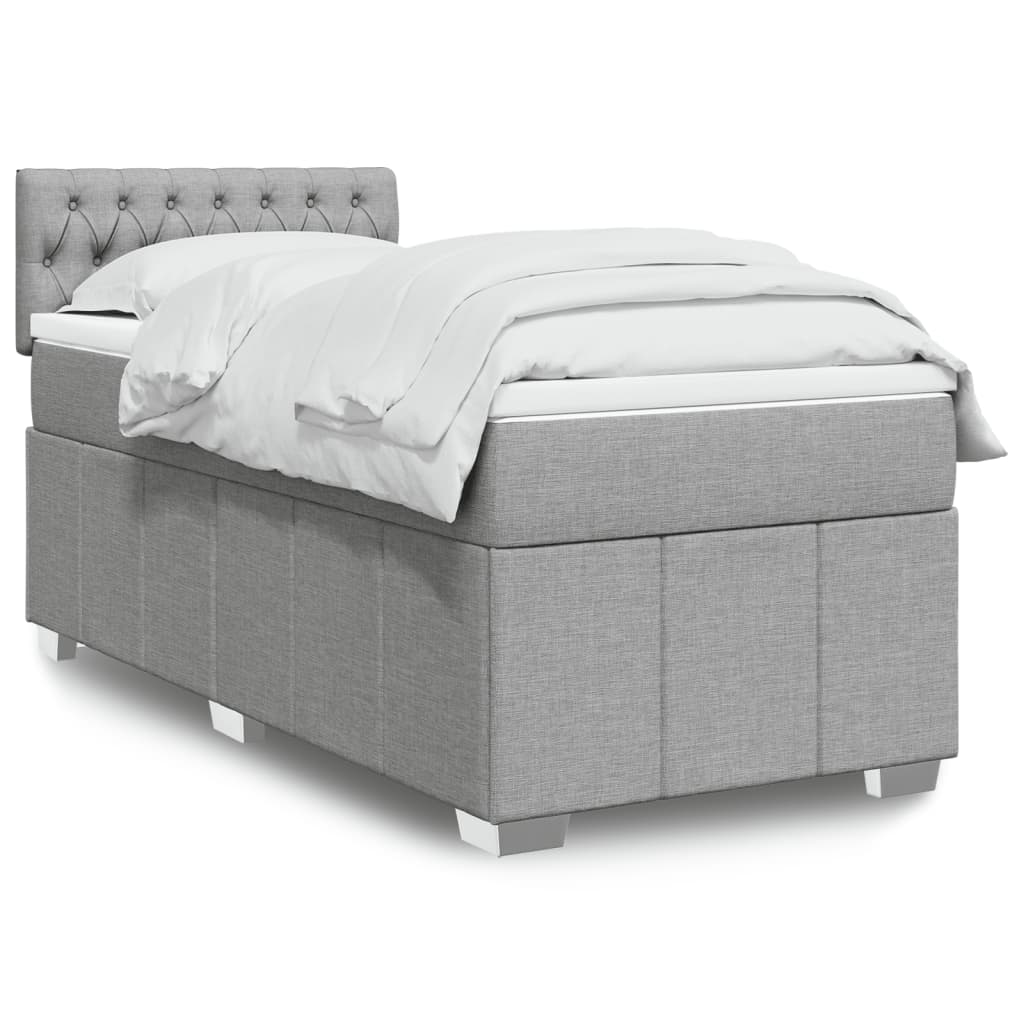 Cama com molas/colchão 90x200 cm tecido cinza-claro