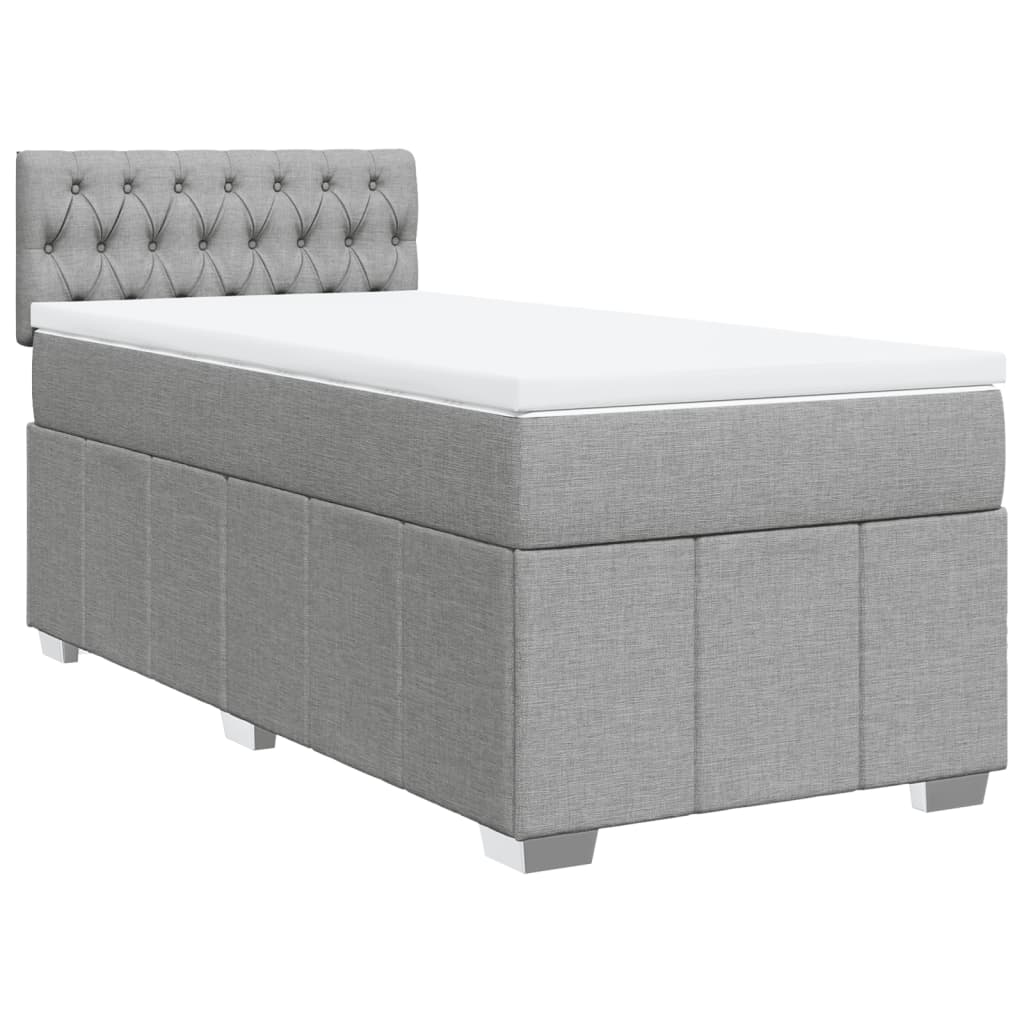 Cama com molas/colchão 90x200 cm tecido cinza-claro