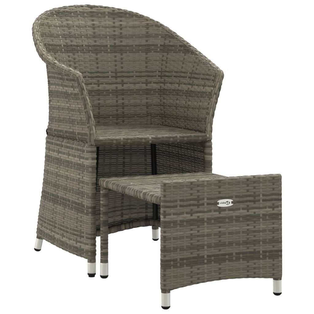 2 Pcs conjunto lounge de jardim c/ almofadões vime PE cinzento