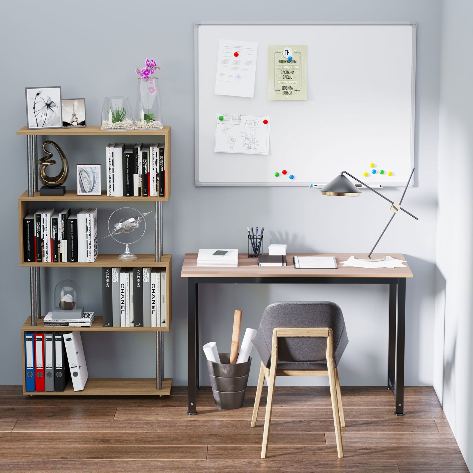 Secretária Moderna Mesa de Estudo com Estrutura de Aço e Pés Ajustáveis Mesa de Computador 120x60x76 cm Madeira e Preto