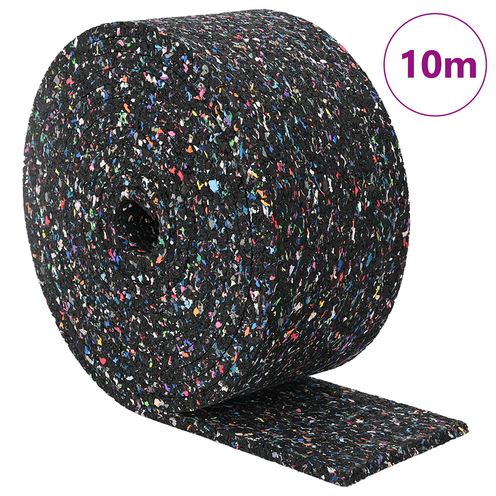 Rolo de granulado de borracha preto 1000 x 10 x 0,3 cm borracha