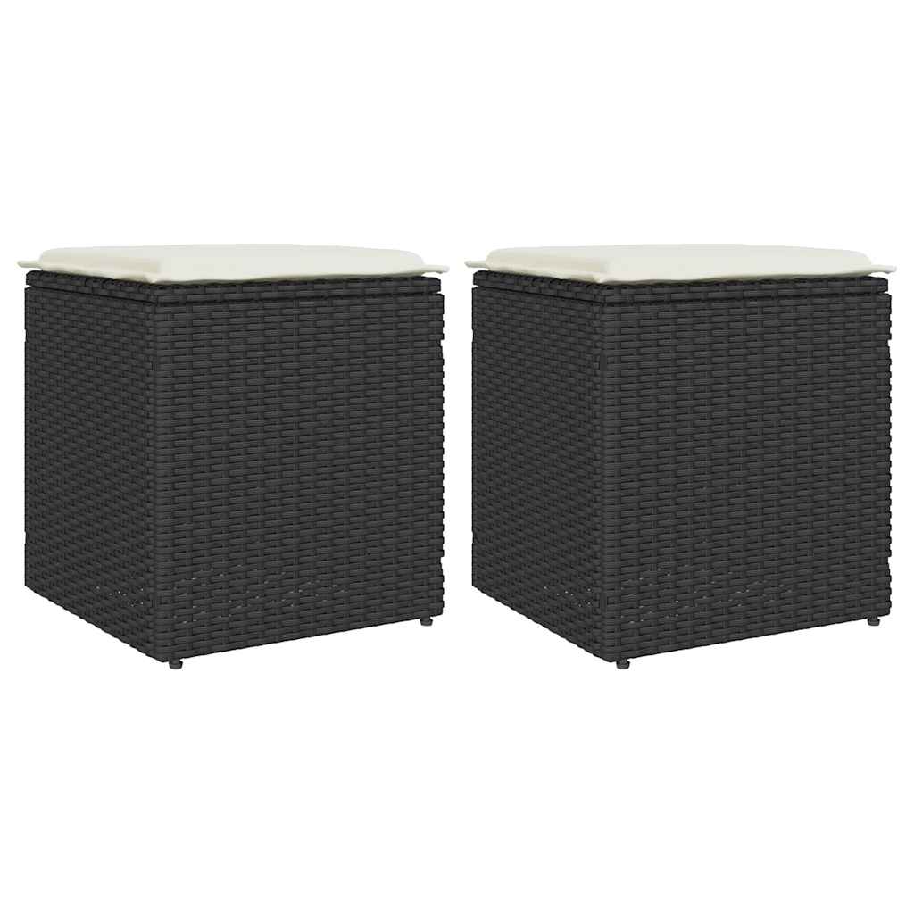 Bancos de jardim com almofadas 2 unid 40x40x43 cm vime PE preto