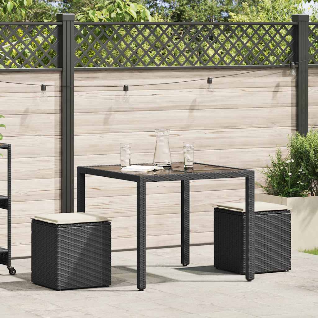 Bancos de jardim com almofadas 2 unid 40x40x43 cm vime PE preto