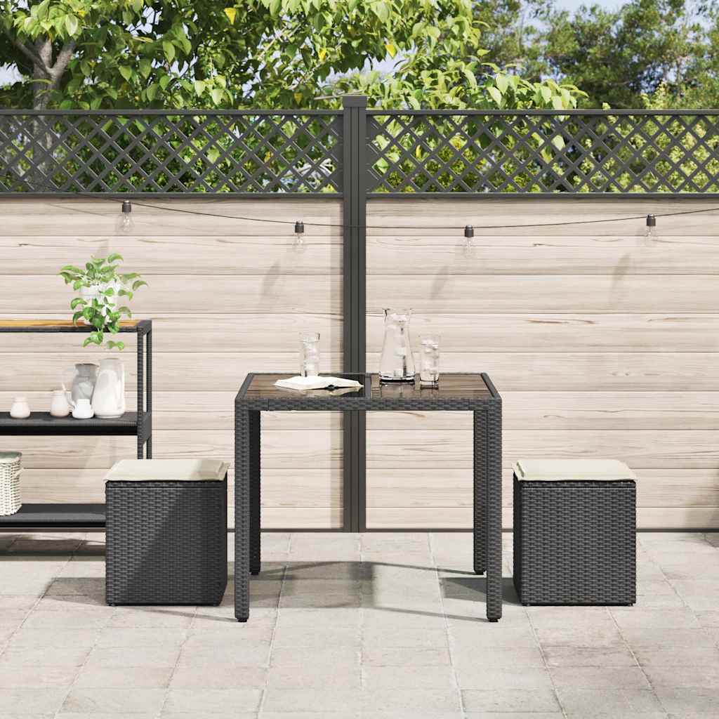 Bancos de jardim com almofadas 2 unid 40x40x43 cm vime PE preto