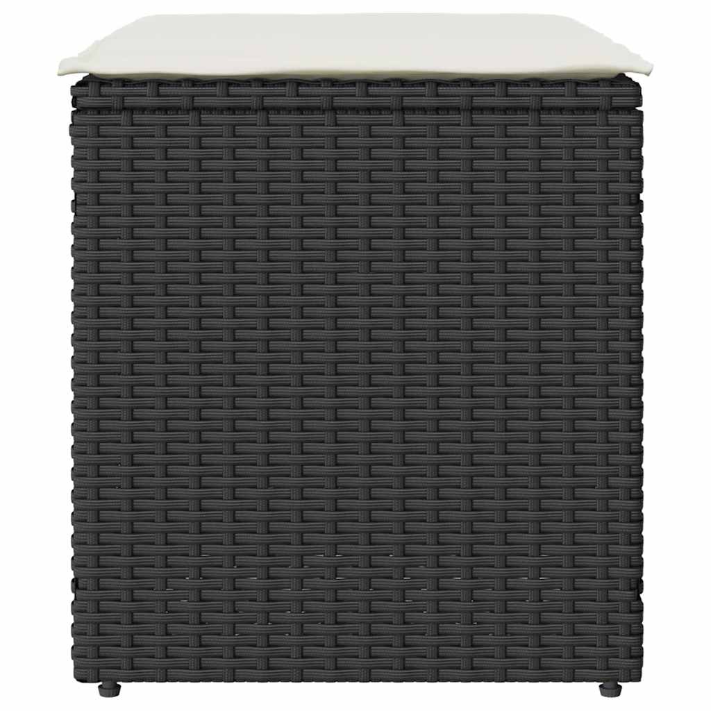 Bancos de jardim com almofadas 2 unid 40x40x43 cm vime PE preto