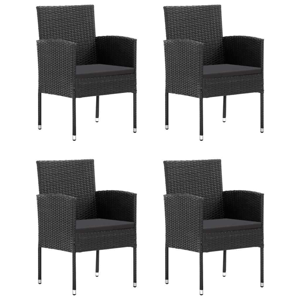 5 Pcs conjunto de jantar para jardim vime PE preto