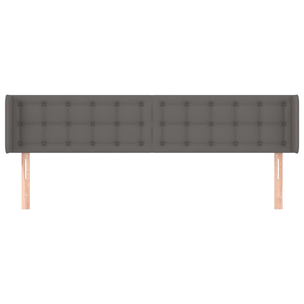 Cabeceira de cama c/ abas couro artificial 203x16x78/88cm cinza