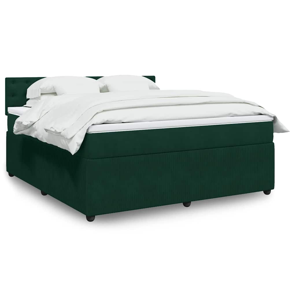 Cama com molas/colchão 180x200 cm veludo verde-escuro