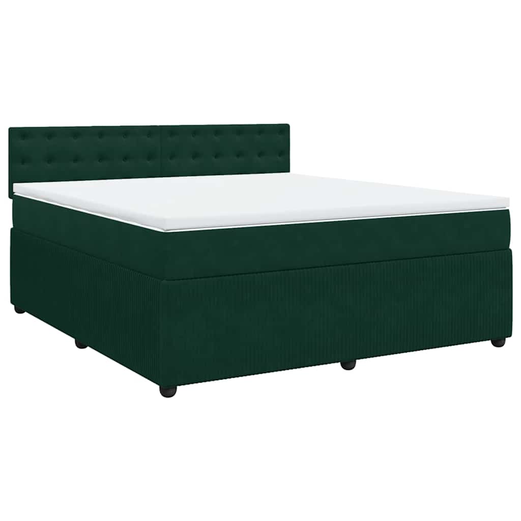 Cama com molas/colchão 180x200 cm veludo verde-escuro