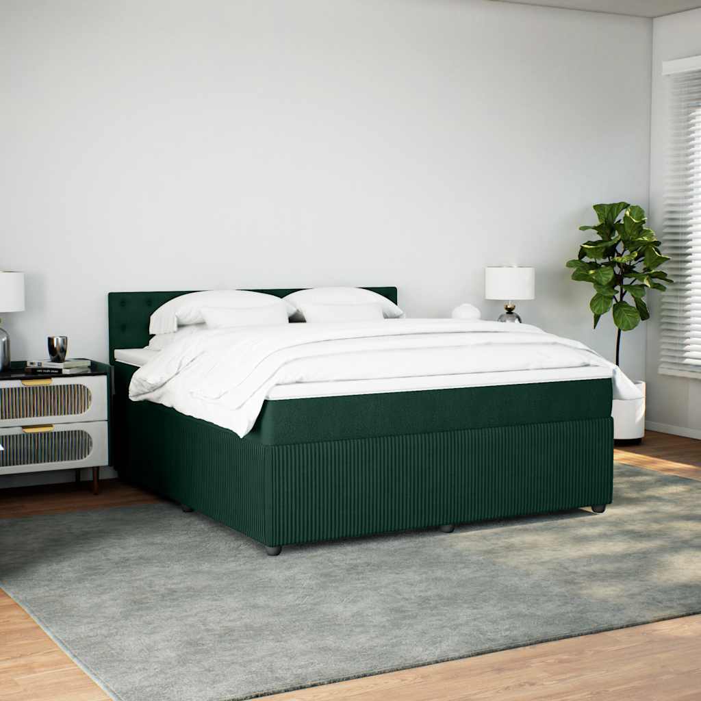 Cama com molas/colchão 180x200 cm veludo verde-escuro