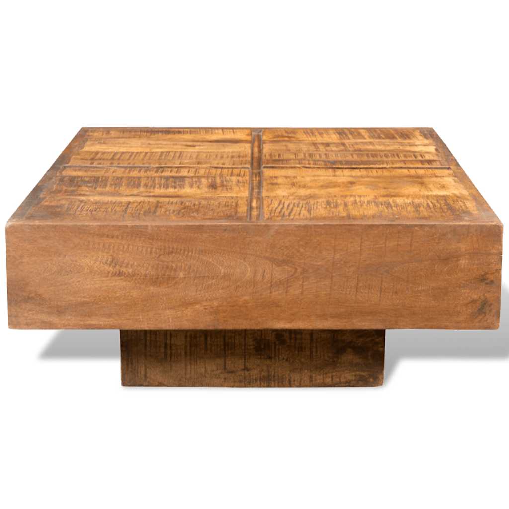 Mesa de centro quadrada em madeira de mangueira maciça castanho