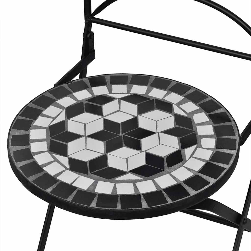 Cadeiras de bistrô dobráveis 2 pcs cerâmica preto e branco