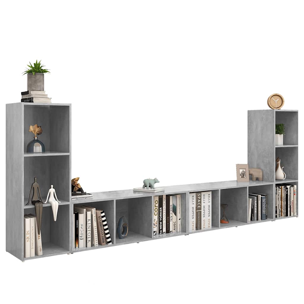 Móveis de TV 4 pcs 107x35x37 cm contraplacado cinzento cimento