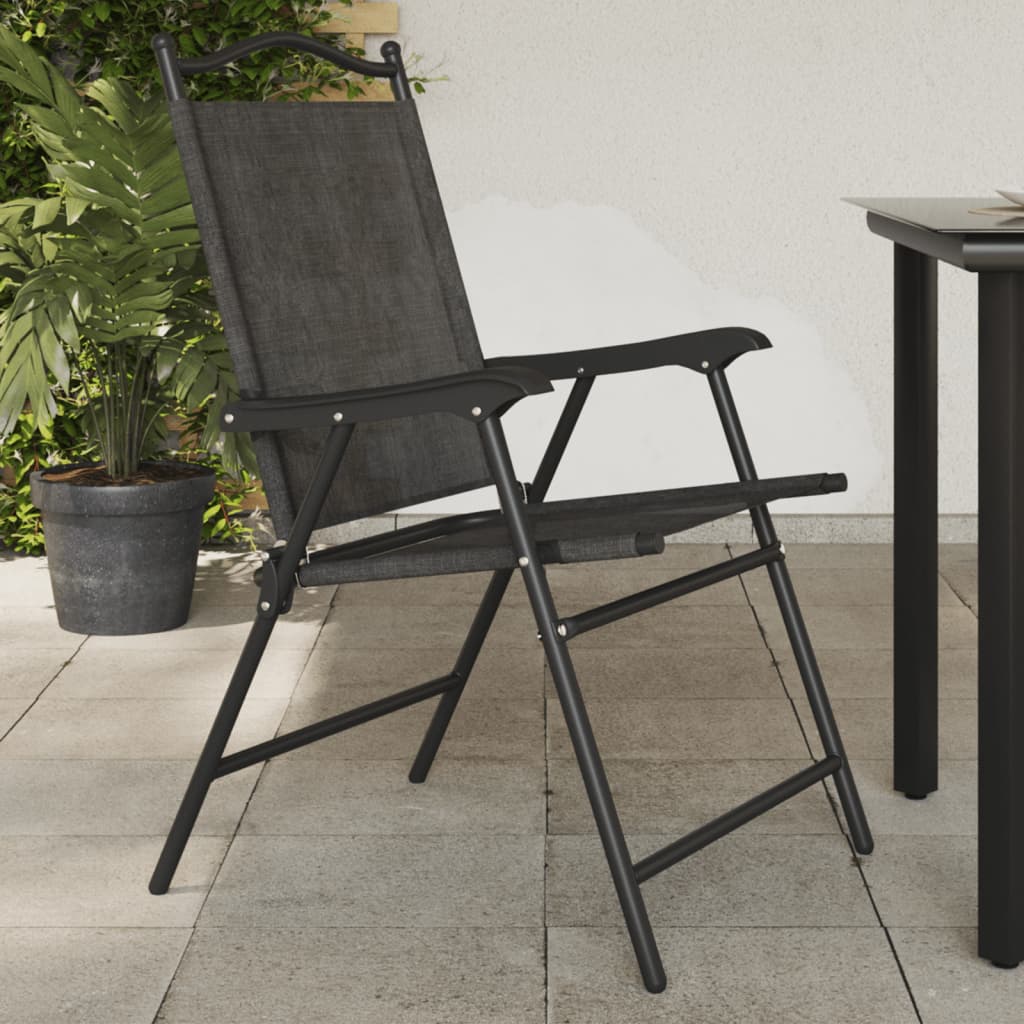Cadeiras de jardim dobráveis 8 pcs aço/textilene cinza mesclado