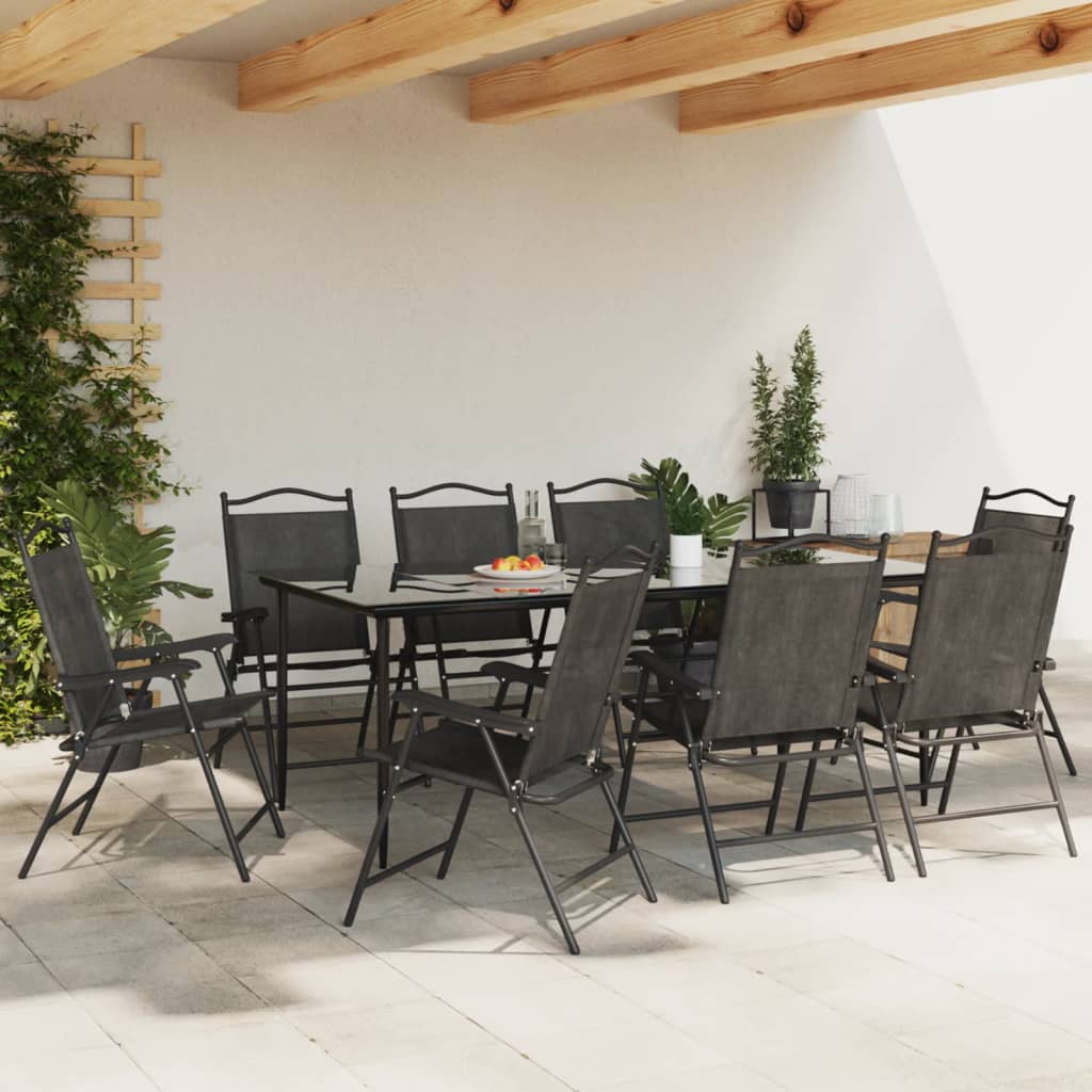Cadeiras de jardim dobráveis 8 pcs aço/textilene cinza mesclado