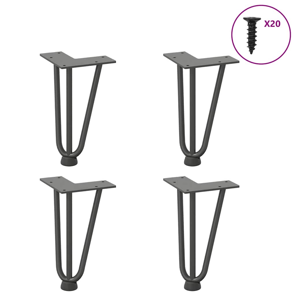 Pernas de grampo para mesa de centro 4 peças antracite 20 cm aço maciço