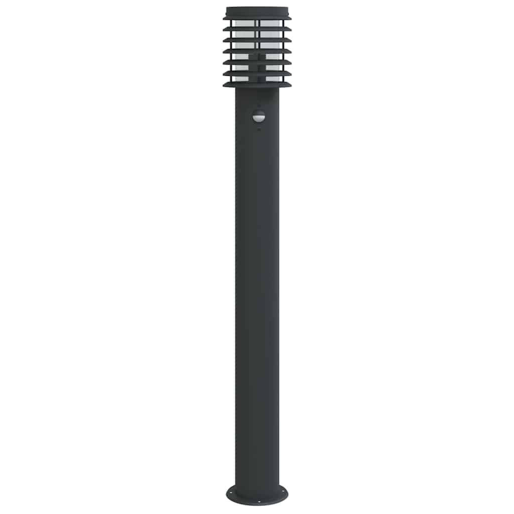 Candeeiro chão p/ exterior c/ sensor 3pcs 110cm aço inox. preto