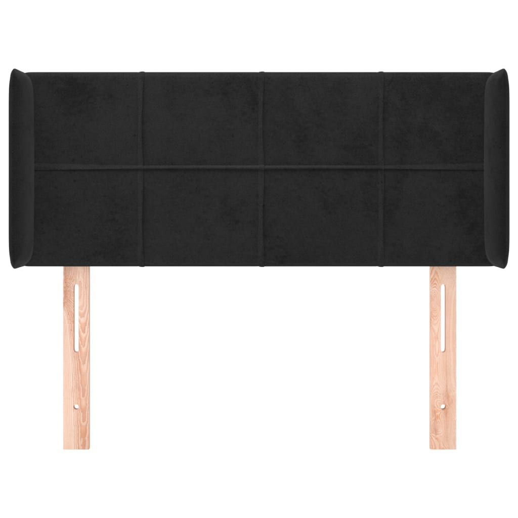 Cabeceira de cama c/ abas veludo 93x16x78/88 cm preto