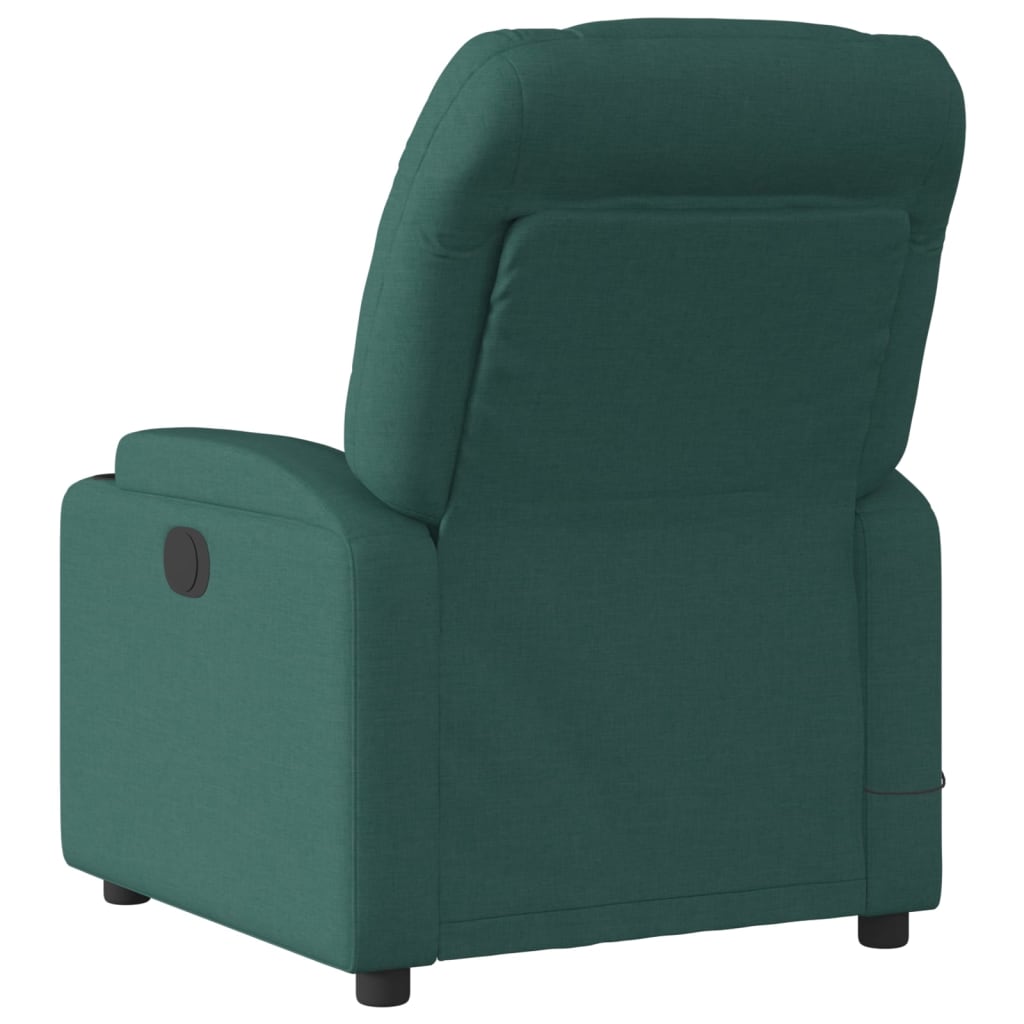 Poltrona de massagem reclinável em tecido verde escuro
