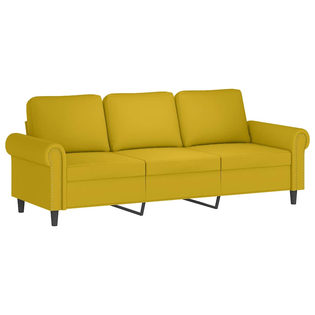 3 Pcs conjunto de sofás com almofadões veludo amarelo