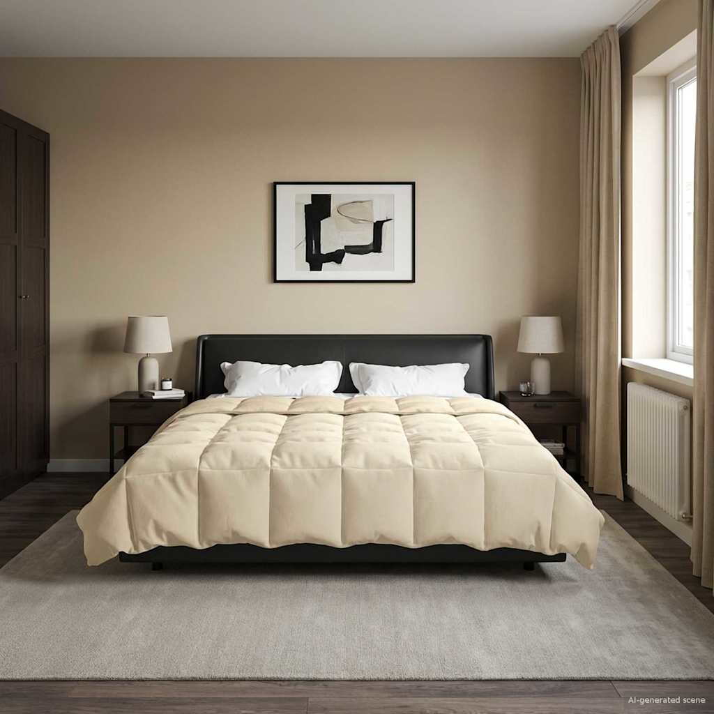 Duvet de ano inteiro colchonete creme 220 x 260 cm microfibra
