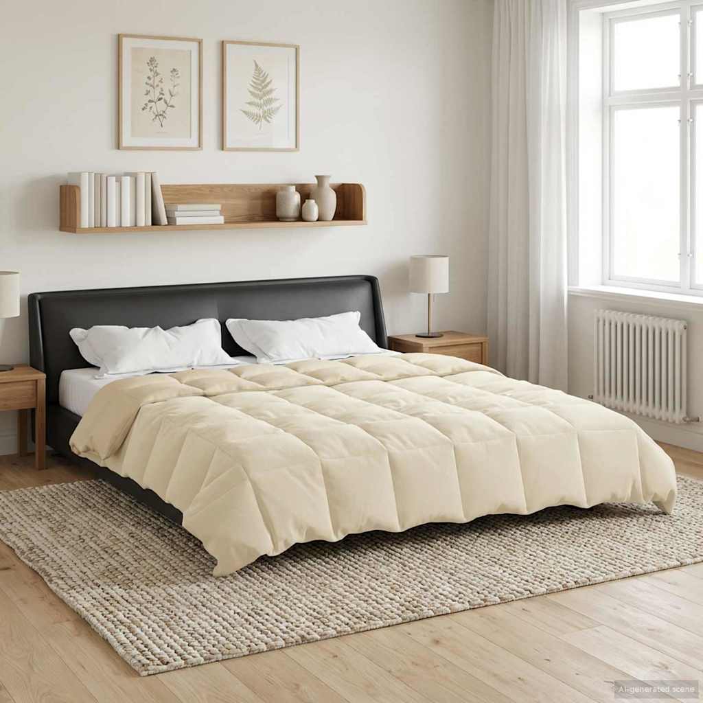 Duvet de ano inteiro colchonete creme 220 x 260 cm microfibra