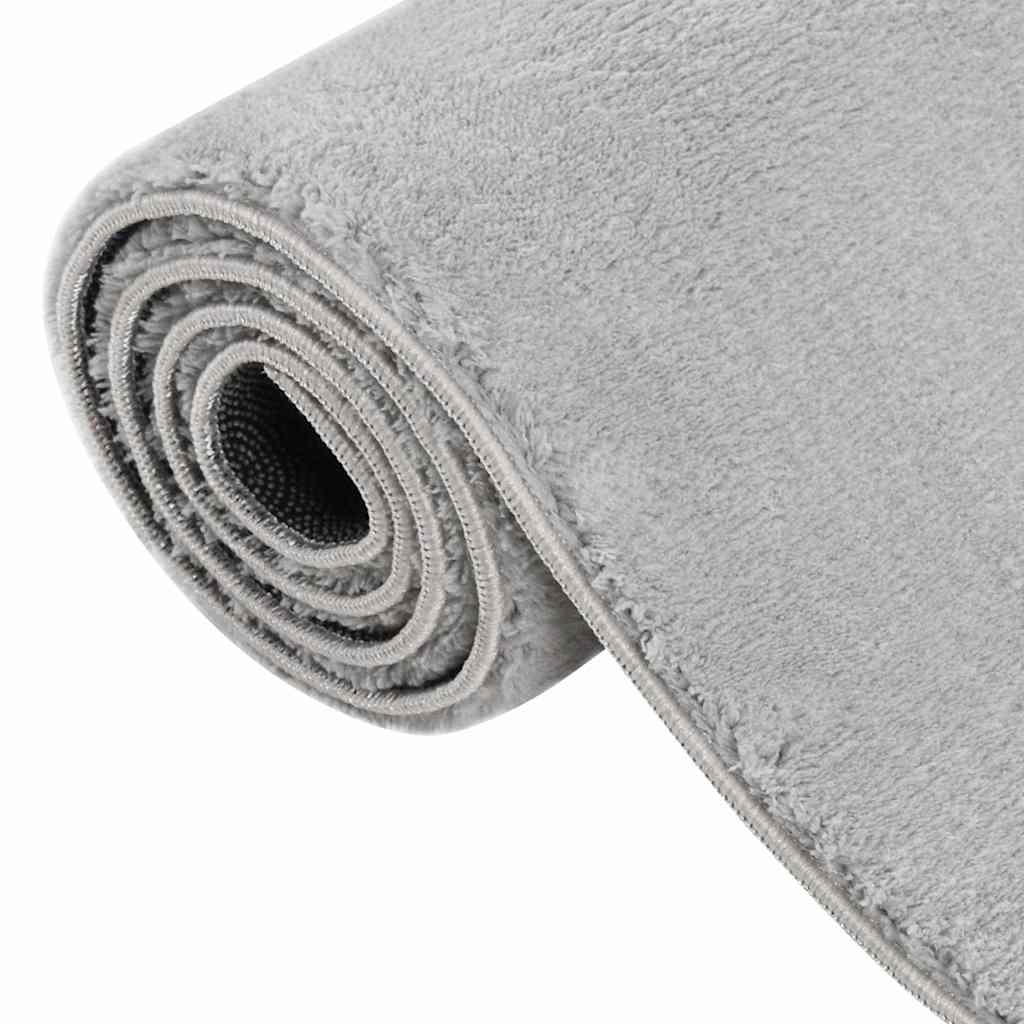 Tapete lavável de pelo curto macio/espesso antiderrapante cinza