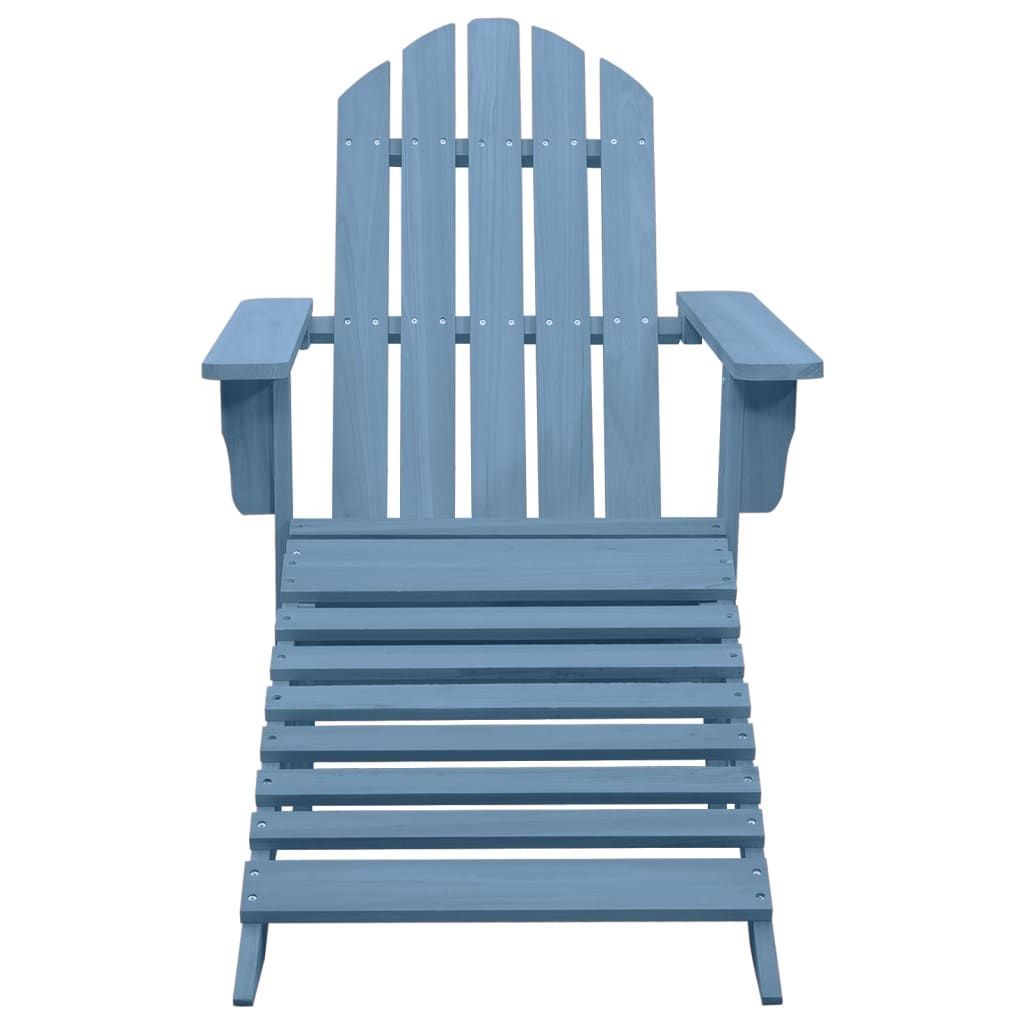 Cadeira adirondack para jardim com otomano abeto maciço azul