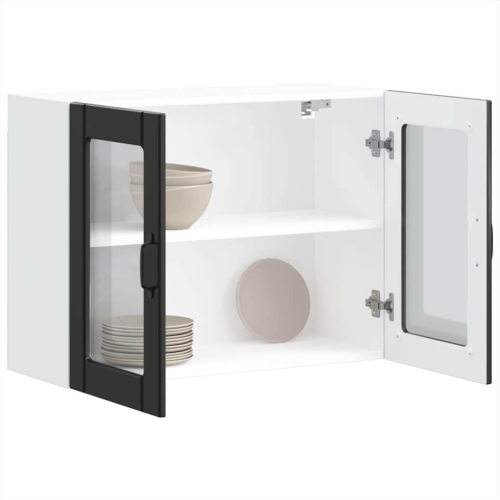 Armário de parede de cozinha porta vidro lucca preto