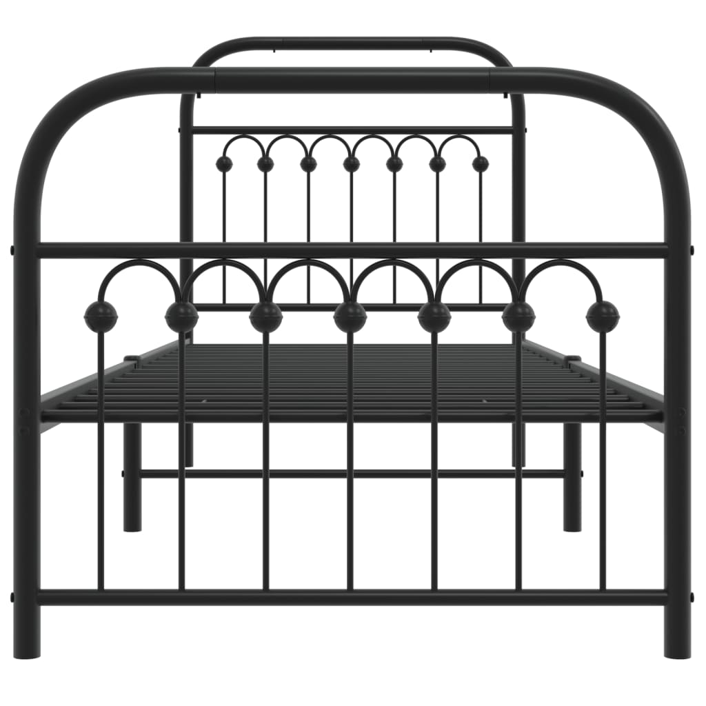Estrutura de cama com cabeceira e pés 75x190 cm metal preto
