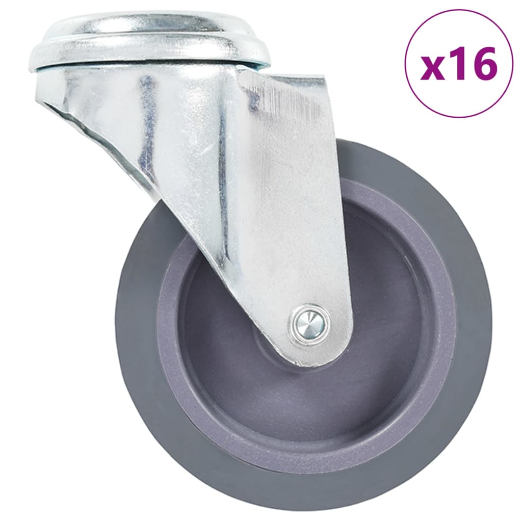 16 Pcs rodas giratórias com orifício para parafuso 75 mm