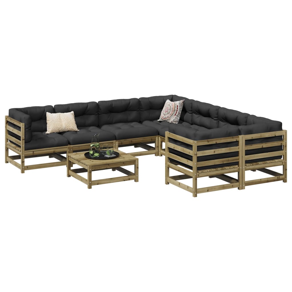 9 Pcs conjunto sofás jardim madeira de pinho impregnada
