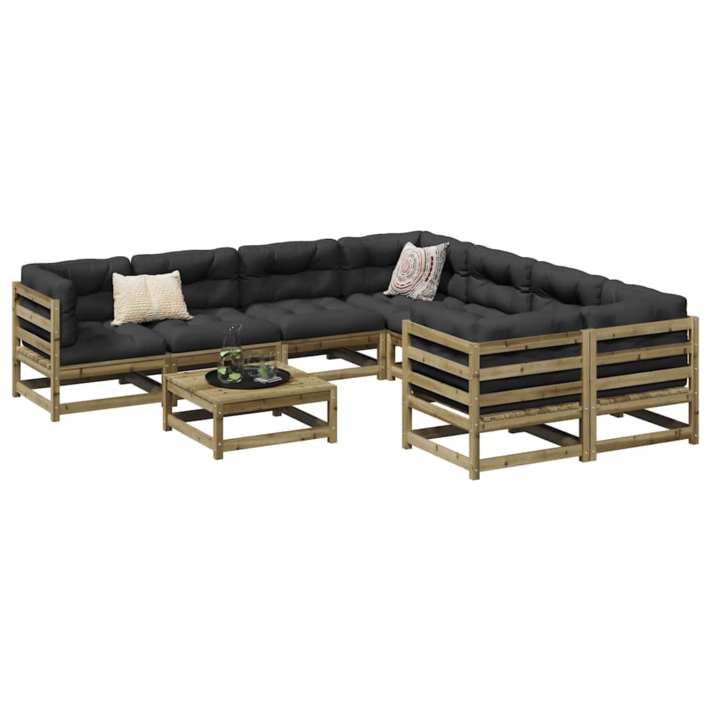 9 Pcs conjunto sofás jardim madeira de pinho impregnada