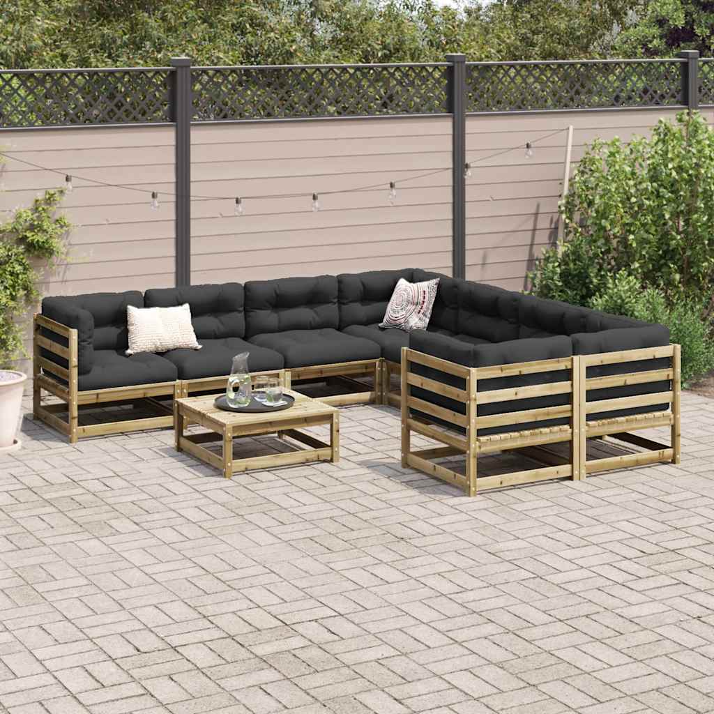 9 Pcs conjunto sofás jardim madeira de pinho impregnada