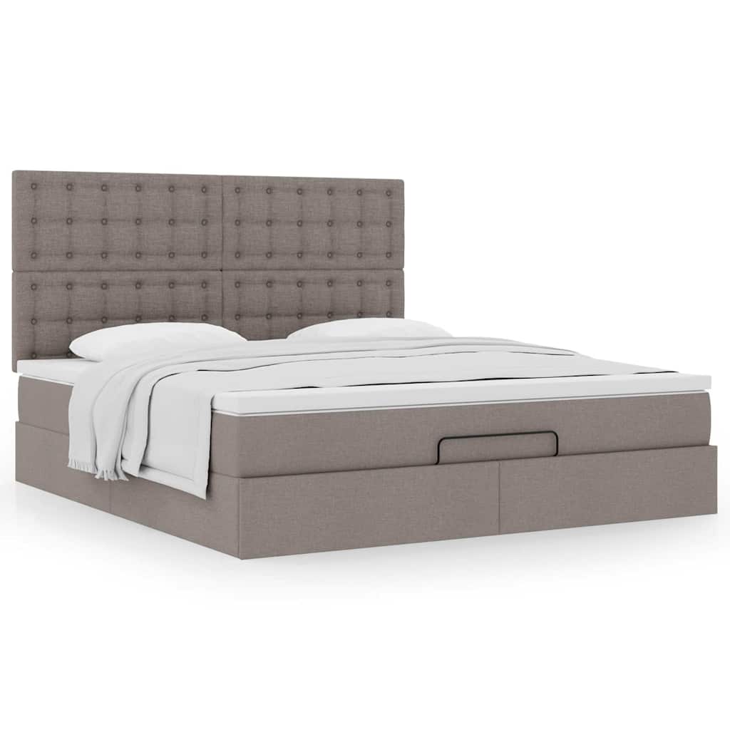 Moldura de cama otomana com tecido taupe 180x200cm