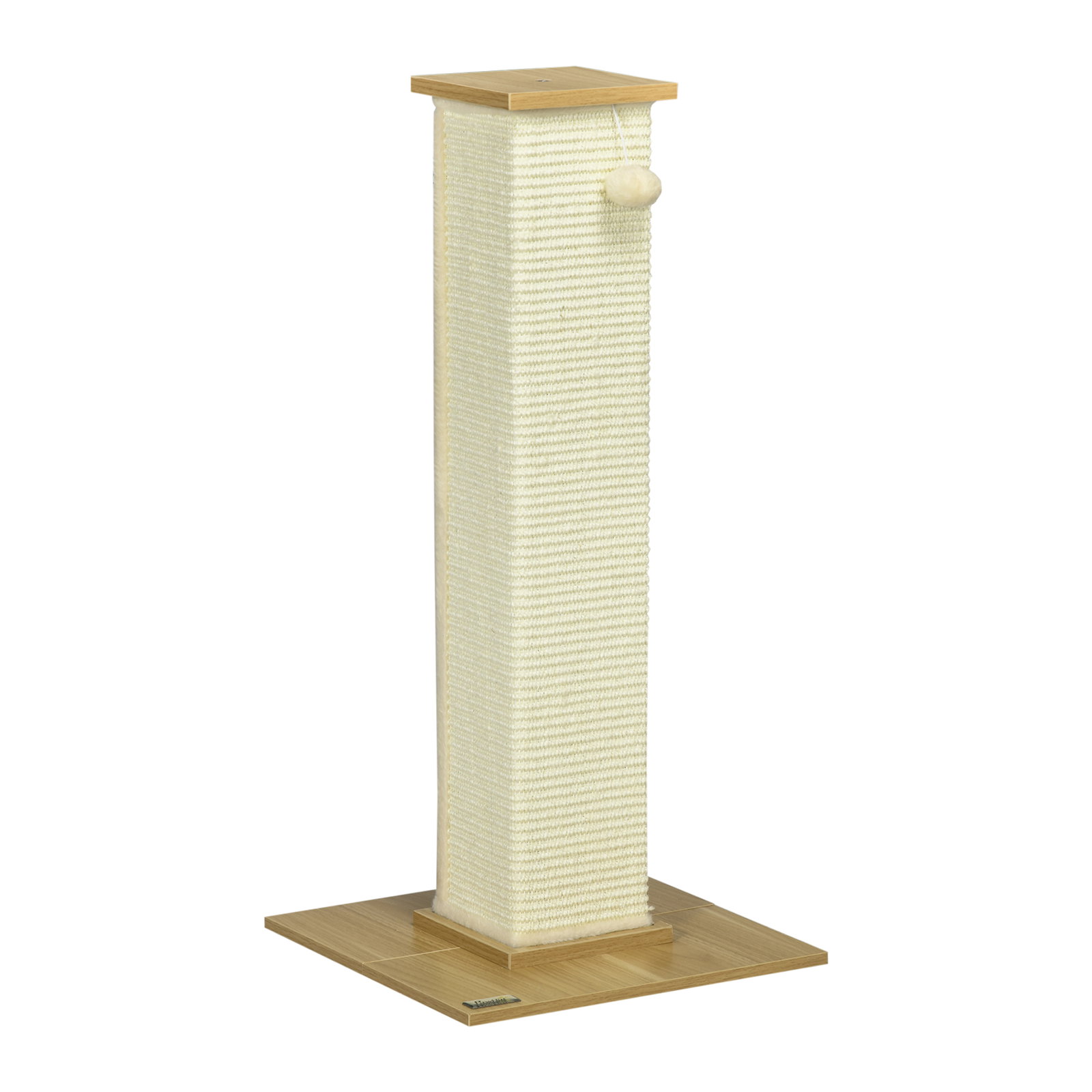 Poste arranhador para gatos com poste de sisal e bola suspensa para interior 38x38x80 cm carvalho