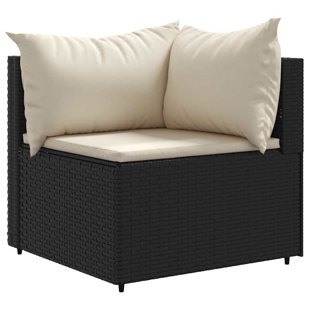 7 Pcs conjunto lounge de jardim c/ almofadões vime PE preto
