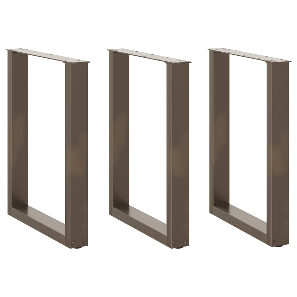 Pés para mesa de jantar em formato de u, 3 peças, aço natural, 70x(72-73) cm, aço