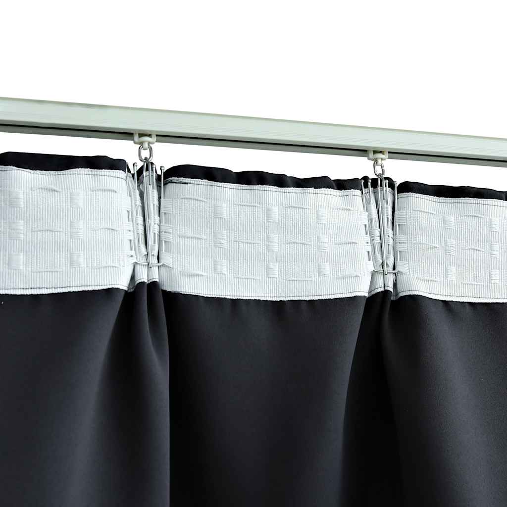 Cortinas blackout com ganchos 2 pcs 140x245 cm preto